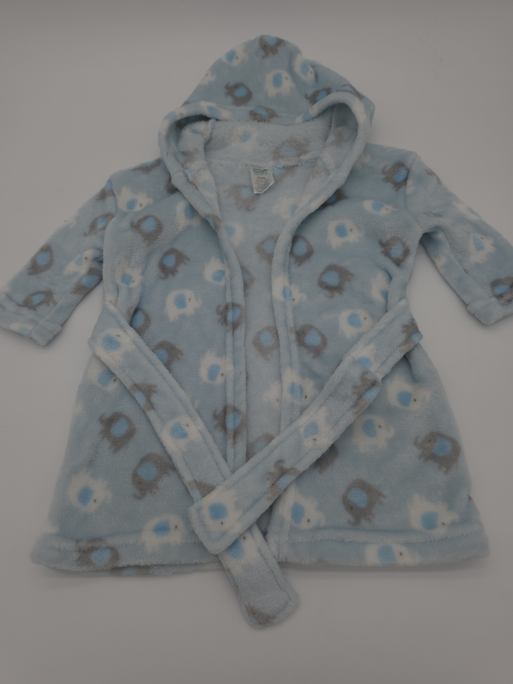 Gentle Steps Baby Bath Robe Blue W/Elephants Size: 0-9 Months Soft Fluffy